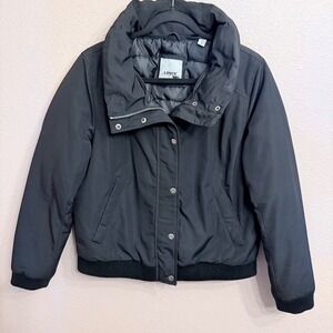 Levis Womens Black Bomber Jacket Puffer Funnel Neck Quilted Zip Up Coat Medium